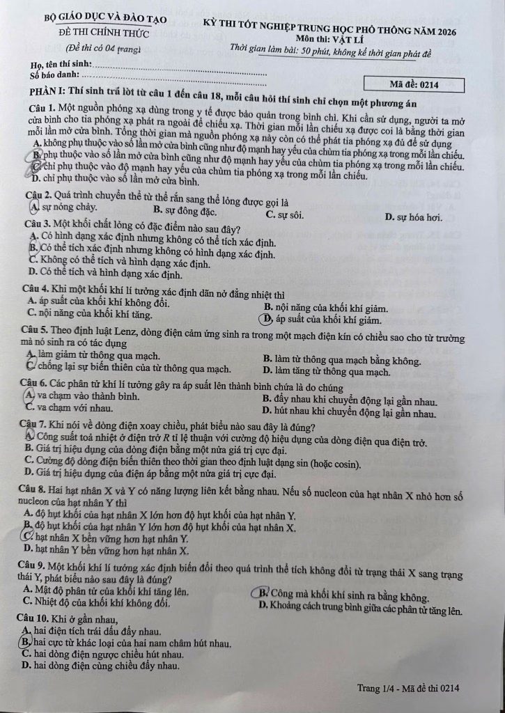 Hình ảnh: Đề Vật lý gây tranh luận, Hóa học “dễ thở” hơn: Thí sinh nói gì sau buổi thi tự chọn tốt nghiệp THPT 2026? 3 ly 1